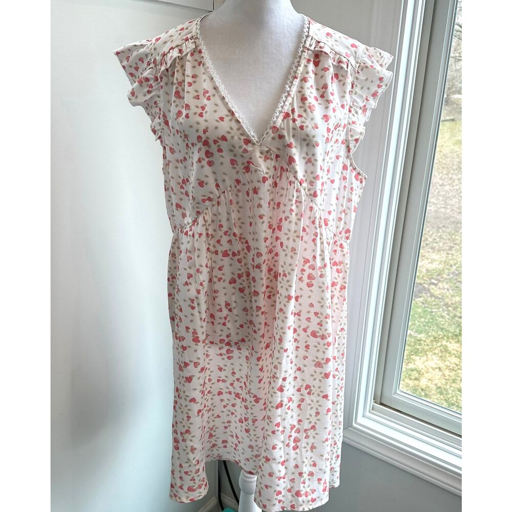 Cider Babydoll‎ Grannycore Softgirl Pink Heart Dainty Shift Ruffle Dress Medium